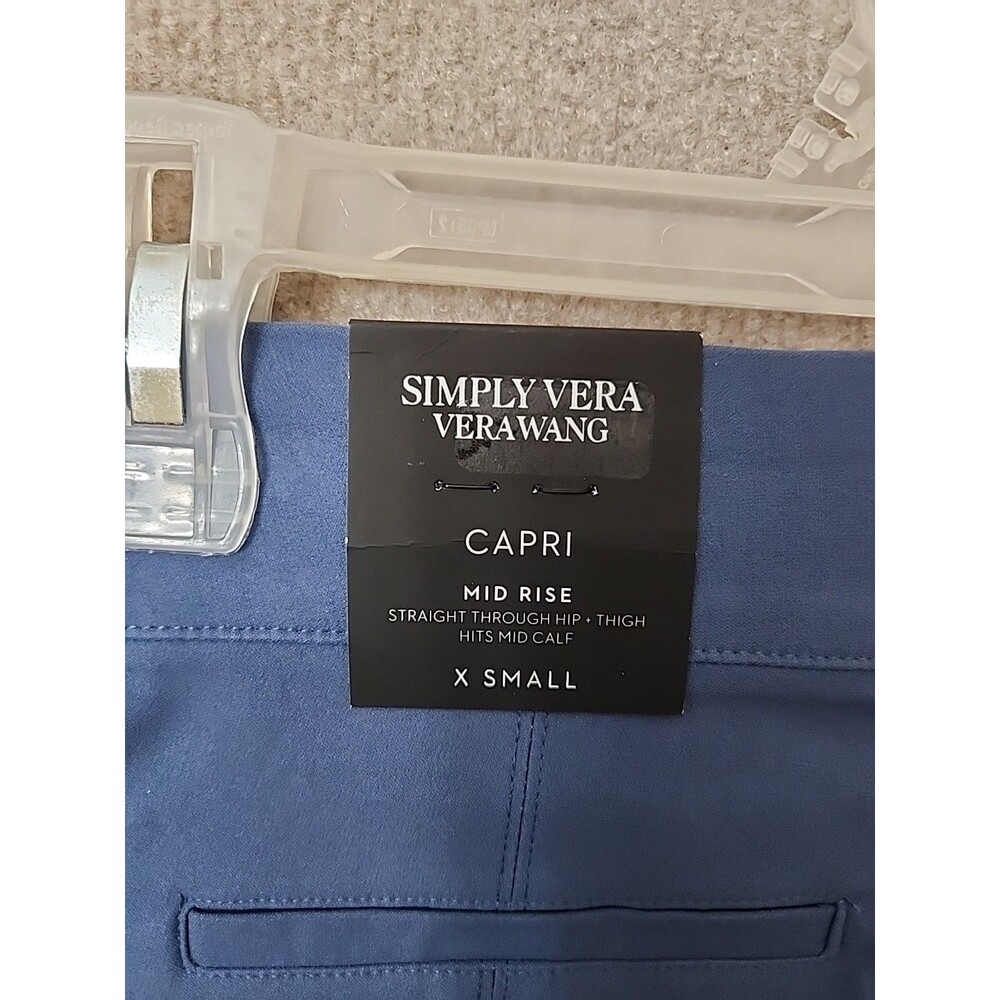 Simply Vera Wang Capri Pants Womens XS Blue Pull On Straight Ultra Stretch NEW - Picture 7 of 10